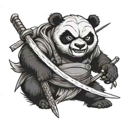 Angry Ninja Panda Holding Katana