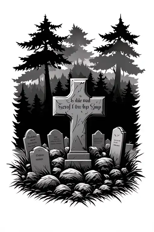 Grave Yard With Forest Back Ground
