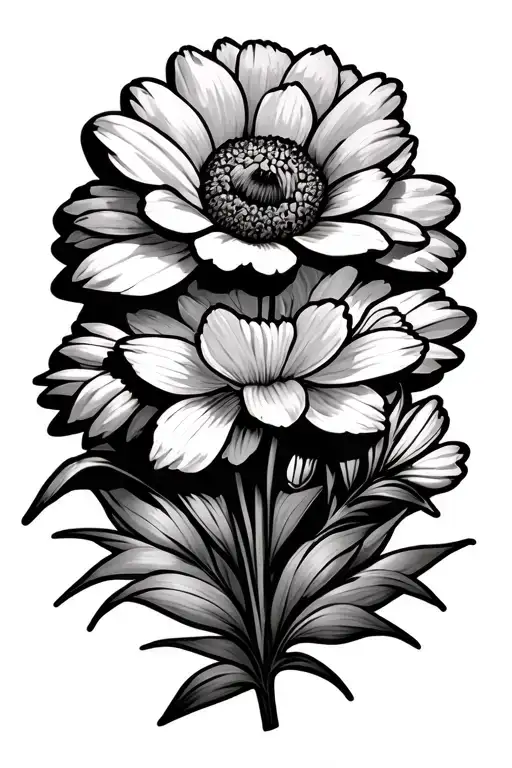 Marigold Above A Daffodil Line Surrounded By Disney Charecters