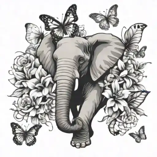 Flowers Butterflies Elephant