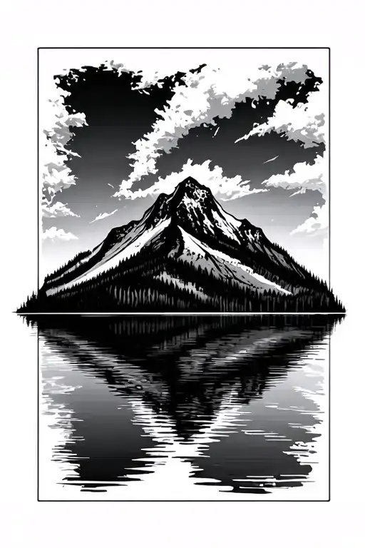 Mountain At The Foot Of Lake