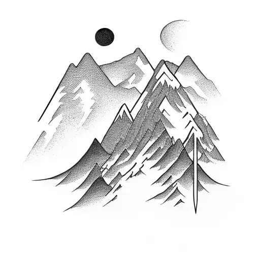 A Majestic Mountain Range With A Small Plane Flying Overhead