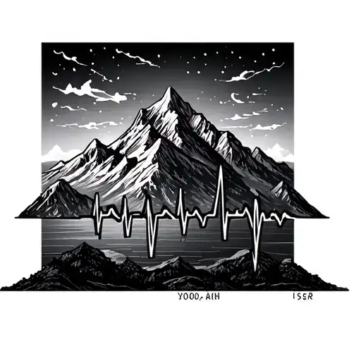 Heartbeat Disguised As A Mountain Skyline With Cordinates Underneath