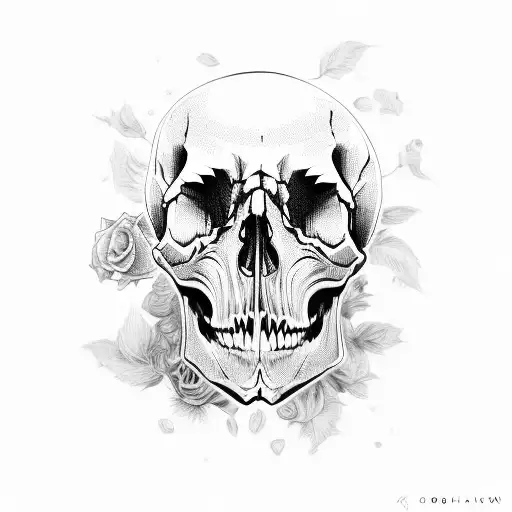 Skull Creepy Scary Looking But Feminine In Black And White