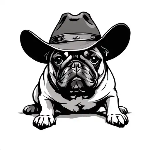 Pug Sitting With A Cowboy Hat