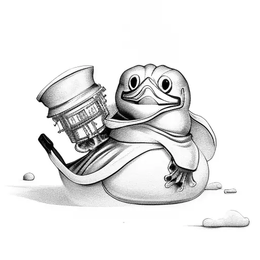 Black And White Rubber Duck With A Horror Theme