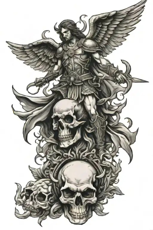 St Michael Slaying Demon Skull