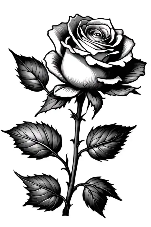 Rose With Doodle As The Stem