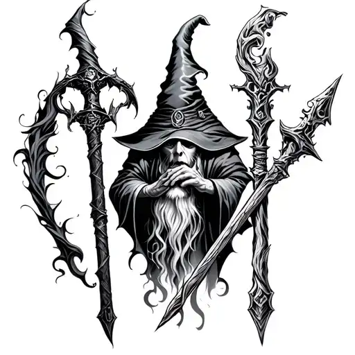 Three Different Wizard Staffs