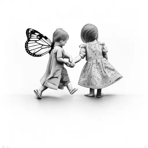 Child And Dad Holding Hand Butterfly's