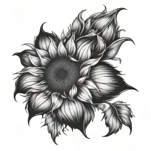 Violet Flower And Sunflower