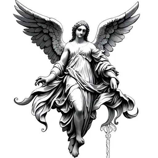 I Want An Inky Design That Also Has A Biblical Angel