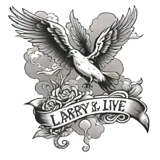 Quote Long Live Larry With Clouds And Doves Flying Towards