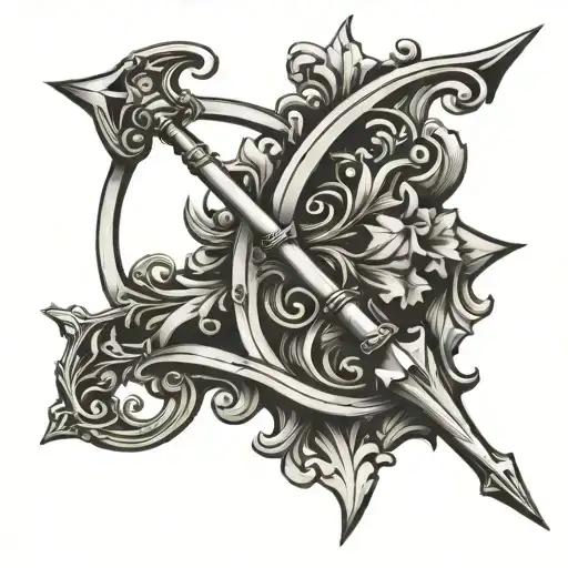 Bow Arrow Baroque Crest Heraldry Crown Lines