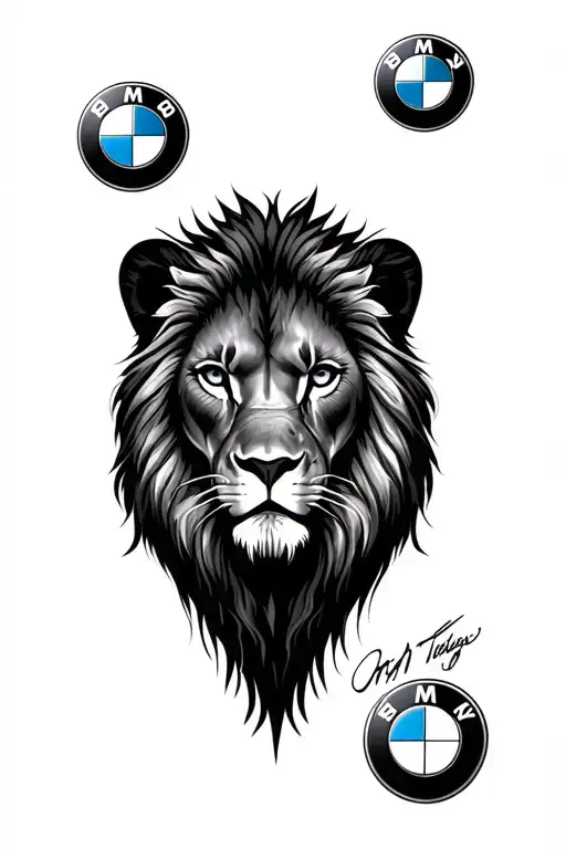 Bmw Headlights With High Detailing Surrounded By A Lion