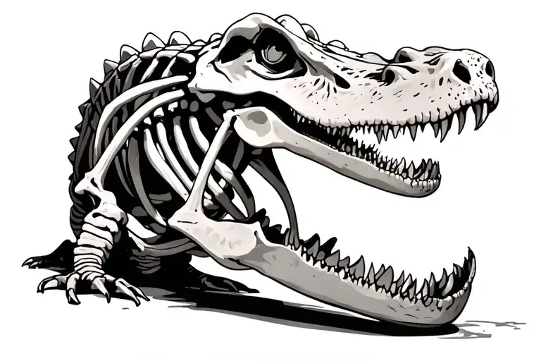 Alligator Skeleton With Flesh