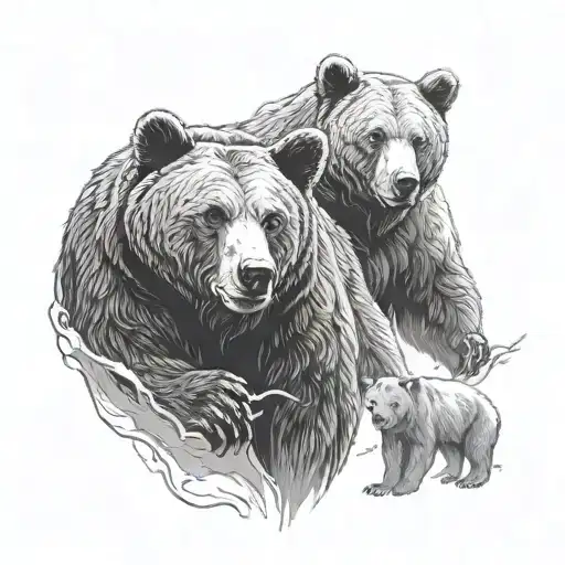 One Male Bear One Female Bear Looking More Human Looking