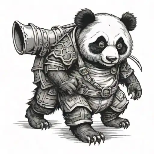 Assassin Panda With A Shell On His Back