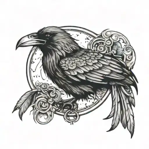 Viking Raven With A Moon