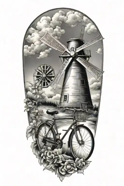 Bicycle And Windmill