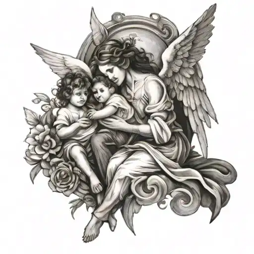 Angel Watching Over A Family