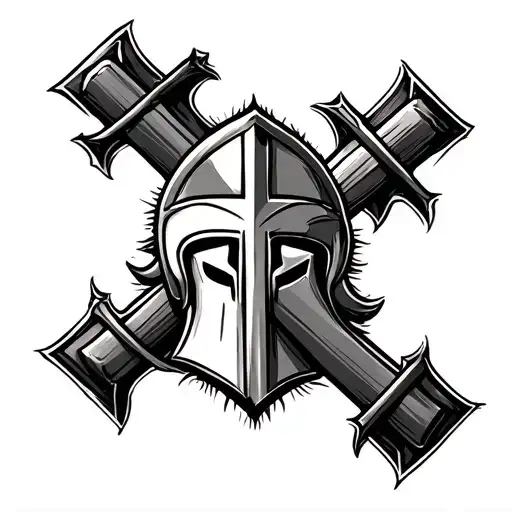 Spartan And Cross Tattoo Design