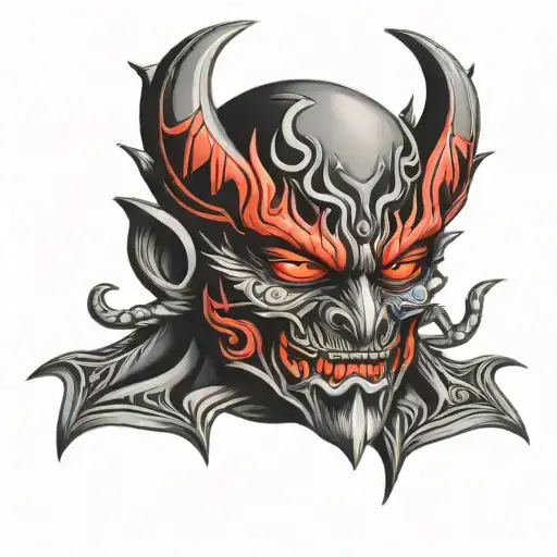 Black And Red Demon Mask