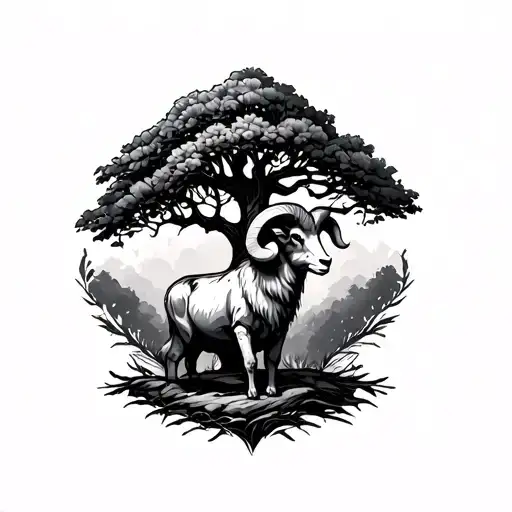 Ram Next To Poison Tree Surrounded