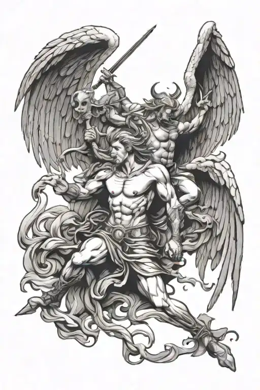 Arc Angel Michael Killing Satan