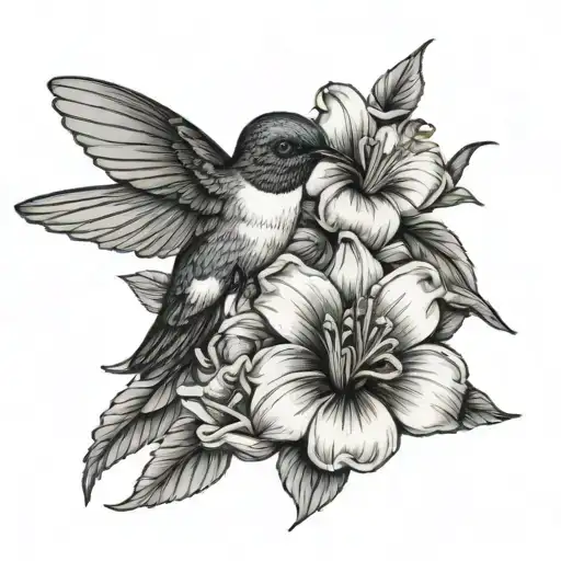 Hummingbird And A Catalina Flower Growing