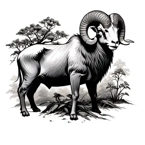 Ram Next To Poison Tree Growing