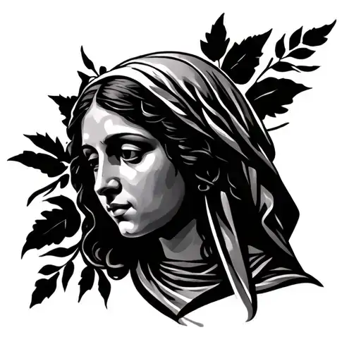 Mary Mother Full Neck Tattoo Front View