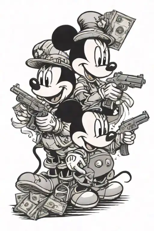 Minnie And Mickey Mouse Money Bags N Guns