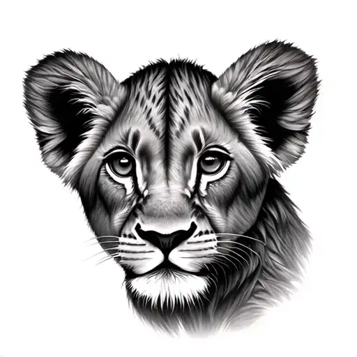 A Realistic Cute Female Lion Cub