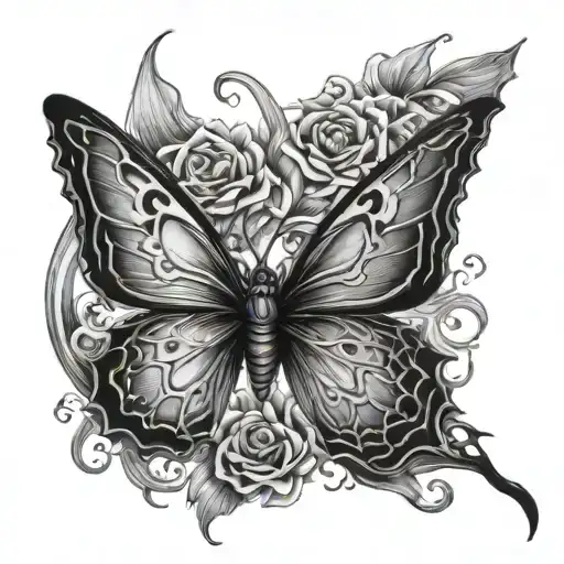 A Edgy Butterfly Tattoo With A Hidden Dragon Symbolizing Rebirth And Strength