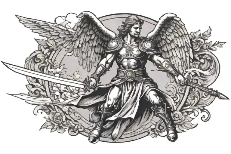 David The Angel Coming Down Driving A Sword Into The Ground