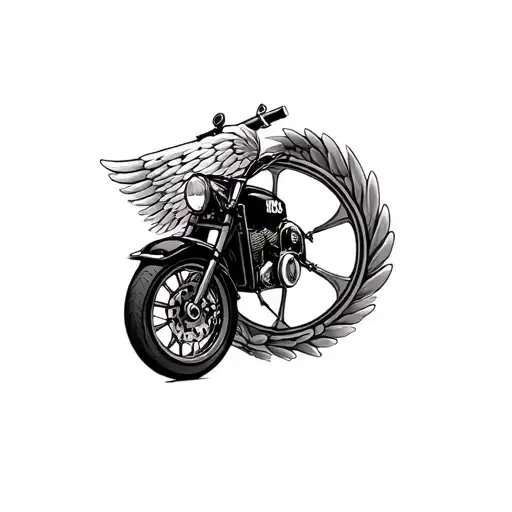 Motorcycle Police Wing And Wheel Surrounded