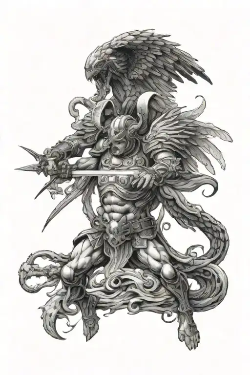 Arch Angel Michael Fighting Serpant