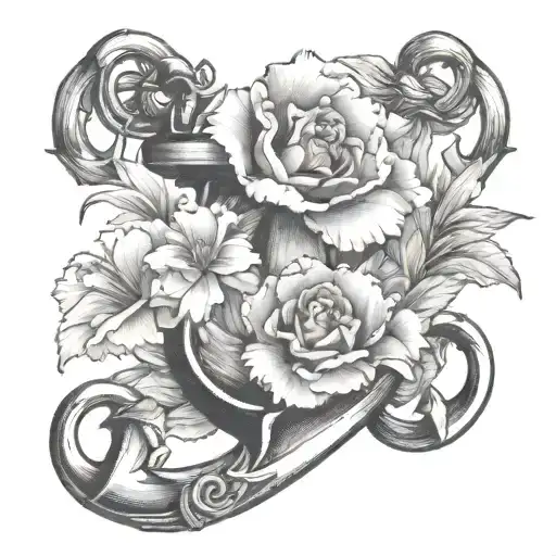 Anchor And Carnation Flower