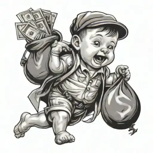Baby Running With Money Bag
