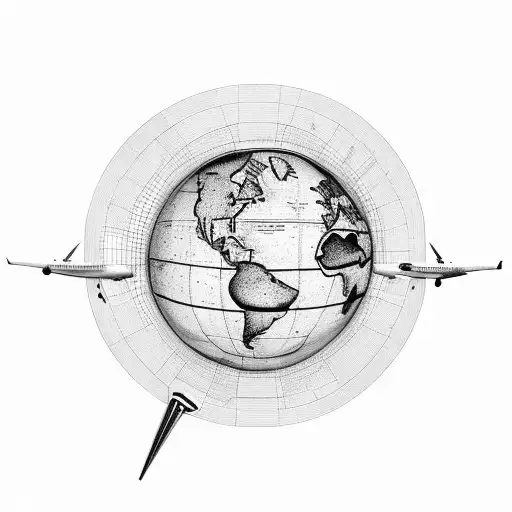Globe Being Encircled By Plane