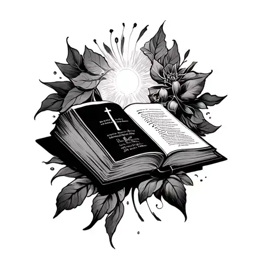 Religious Tattoo With Bible And Light
