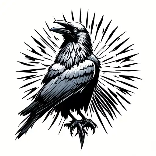 Simple Norse Raven With Sun Shining