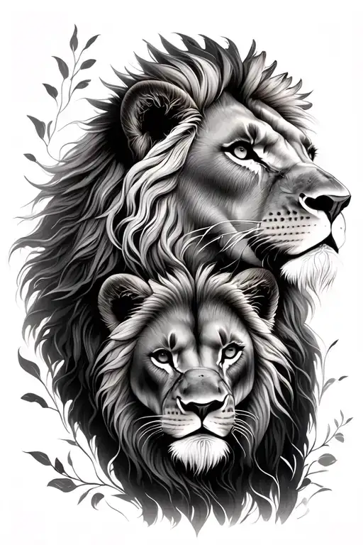 Lion And Lioness Black And White