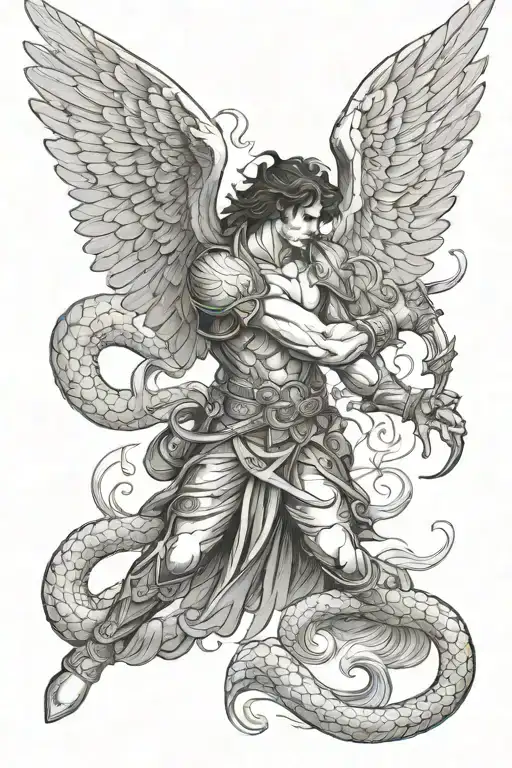 Arch Angel Michael Fighting Serpant