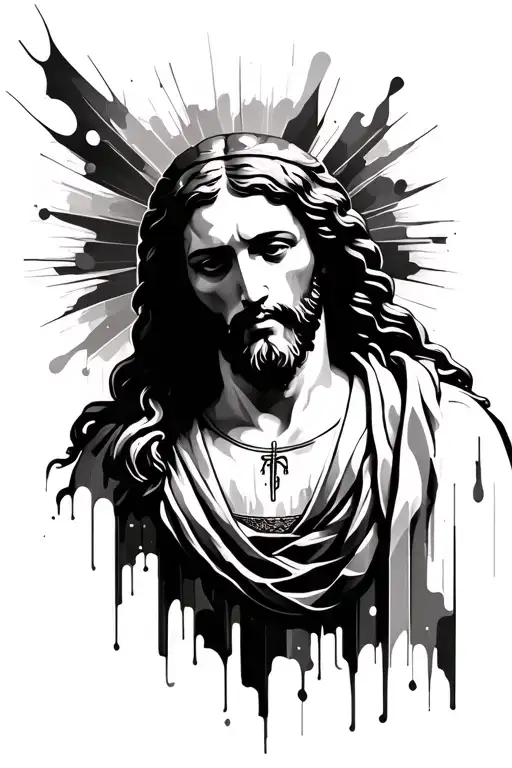 Create A Jesus Figure In Abstract Art Suitable For A Half Sleeve