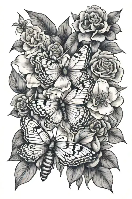 Floral And Moth Resting