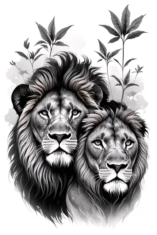 Lion And Lioness Black And White