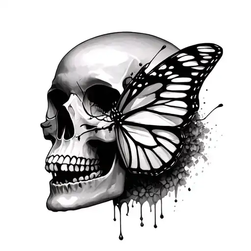 Butterfly Emerging Out Of Skull