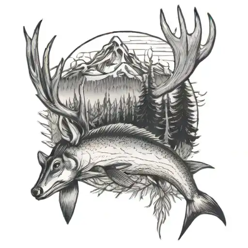 Mountains Lake Fishing Buck Standing In Woods